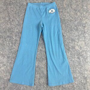 Mimi Rodini Kids Girls Blue Flare Pants Ribbed Size 7-9 Cloud Evil Eye